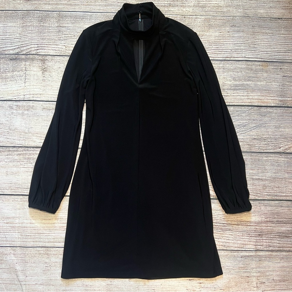 White House Black Long Sleeve Keyhole Turtleneck Dress Womens Size 4 Whimsigoth